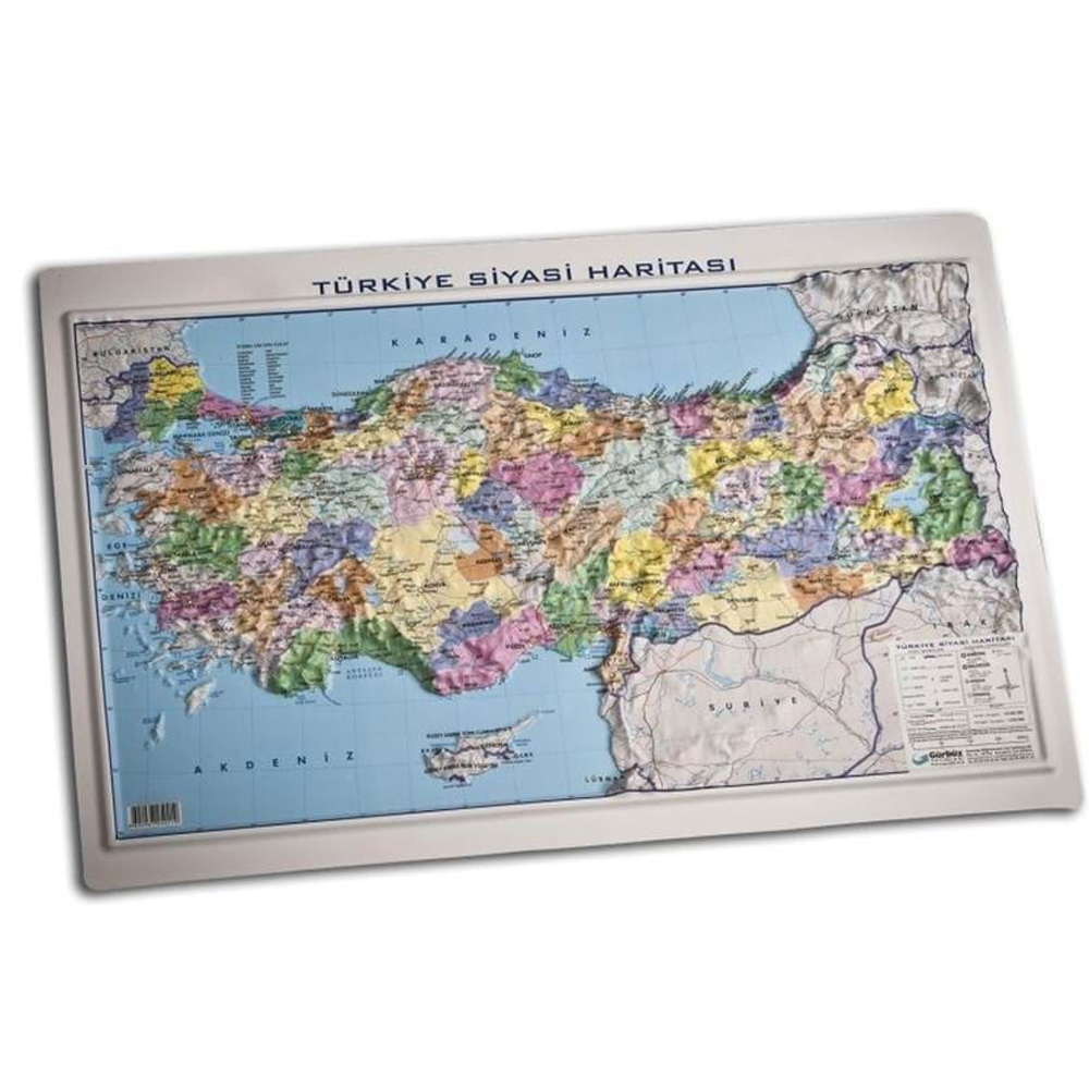 Gürbüz Kabartma Türkiye Harita Siyasi 35X50