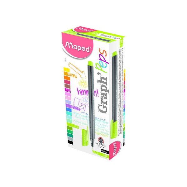 MAPED FİNELİNER GRAPH PEPS 0.4 MM ELMA YEŞİLİ 12 Lİ 74911403
