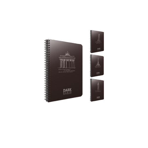 Gıpta Not Defteri Dark Spiralli Plastik Kapak Çizgisiz 50 Yp 12X17 2674