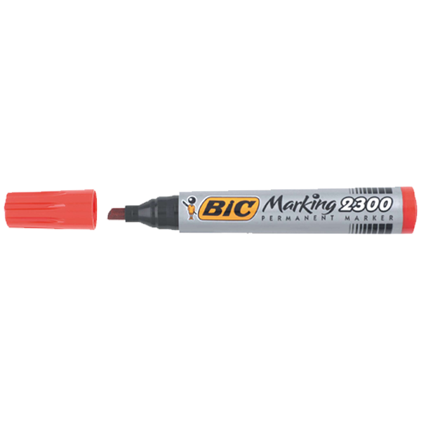 BİC MARKÖR PERMANENT KESİK UÇLU KIRMIZI 2300 03