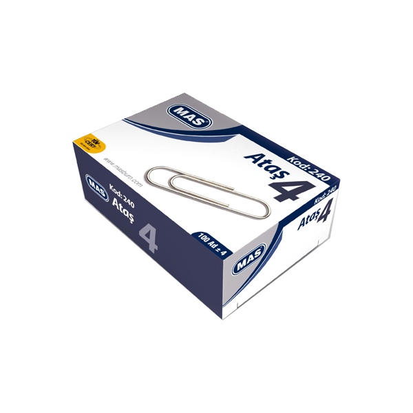 Mas Ataş Nikel Kaplı No:4 100 Lü 240 - 24'lü Paket
