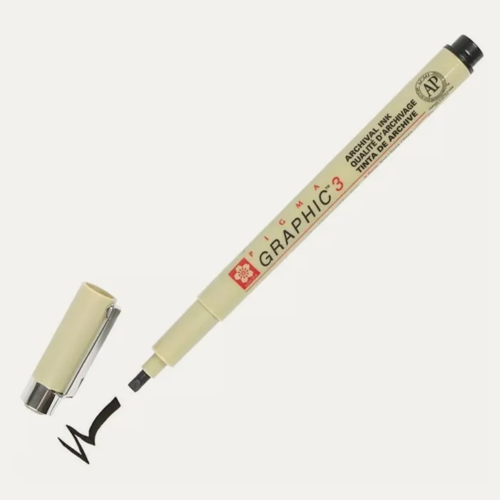 SAKURA PIGMA ÇİZİM KALEMİ GRAPHİC 2 DÜZ KESİK 0.30 MM SİYAH XSDK02