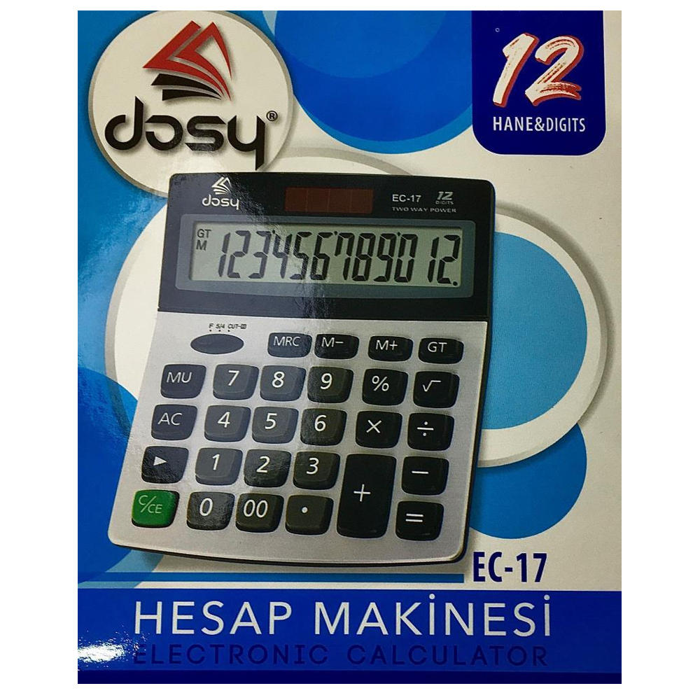 DOSY HESAP MAKİNESİ MASAÜSTÜ 12 HANE EC-17