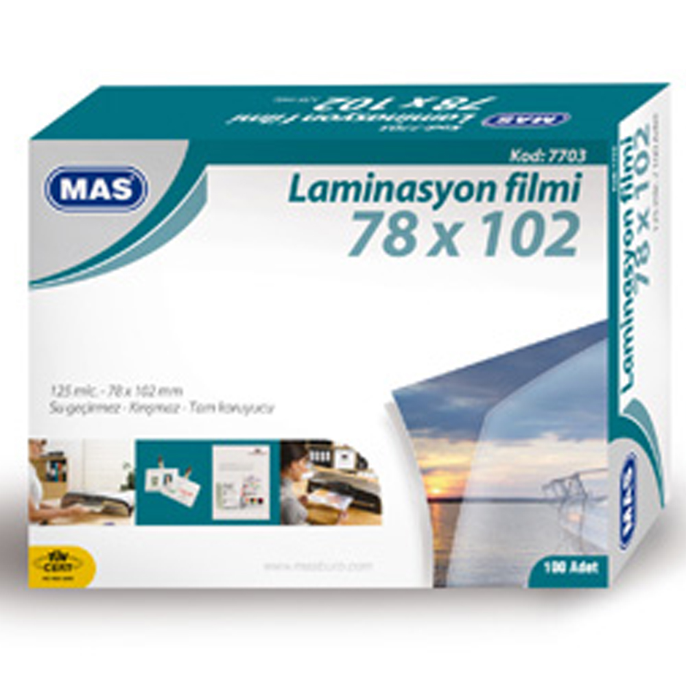 Mas Laminasyon Filmi Parlak 78X102 125 Mic 7703 - 100'lü Paket