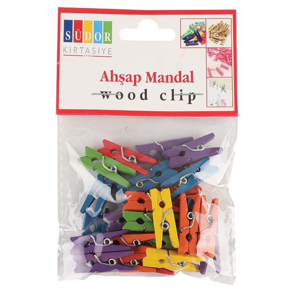 SÜDOR AHŞAP MANDAL KÜÇÜK RENKLİ BS99