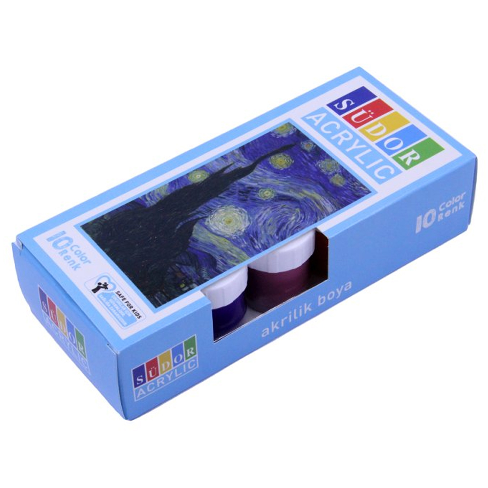 SÜDOR AKRİLİK BOYA ŞİŞE SU BAZLI 20 ML 10 RENK SD122