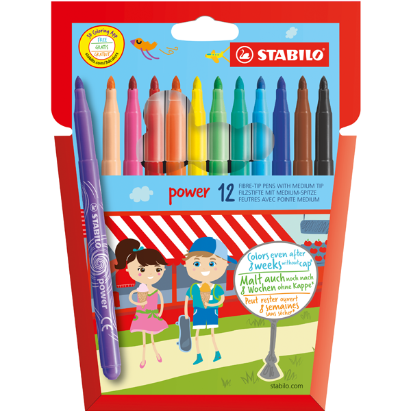 STABİLO KEÇELİ KALEM POWER ASKILI PAKET 12 RENK 280/12-01