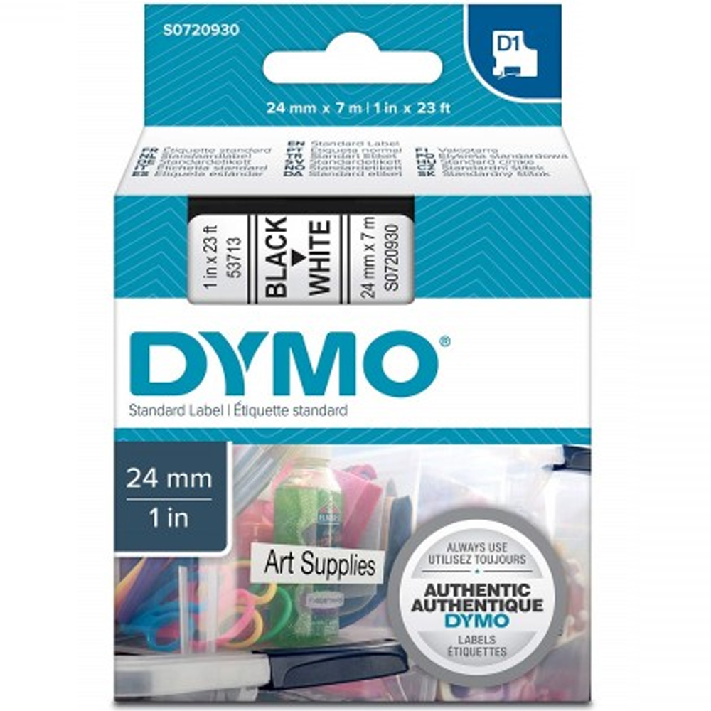 DYMO D1 ŞERİT STANDART 24 MMX7 MT BEYAZ ÜZERİNE SİYAH 53713