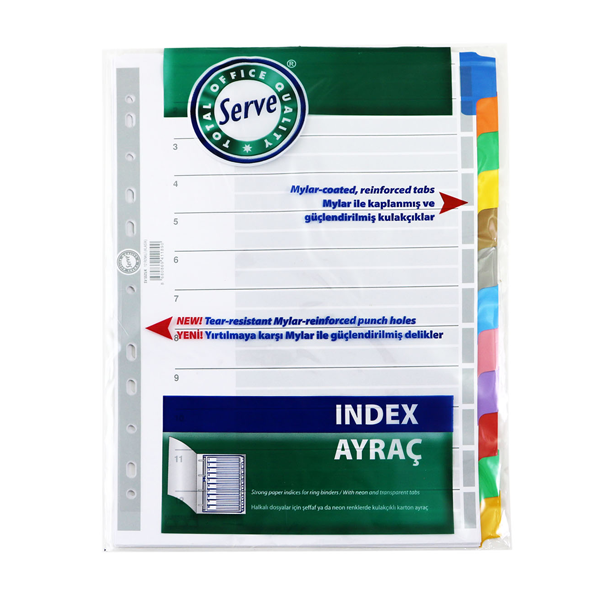 SERVE SEPERATÖR 12 RENKLİ A4 SV-5525/K