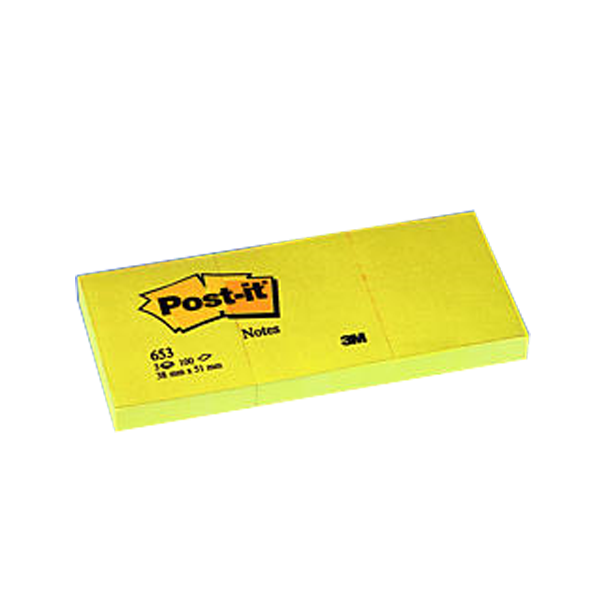 Post-İt Yapışkanlı Not Kağıdı 3 Blok 100 Yp 38X51 Sarı 653 - 4'lü Paket