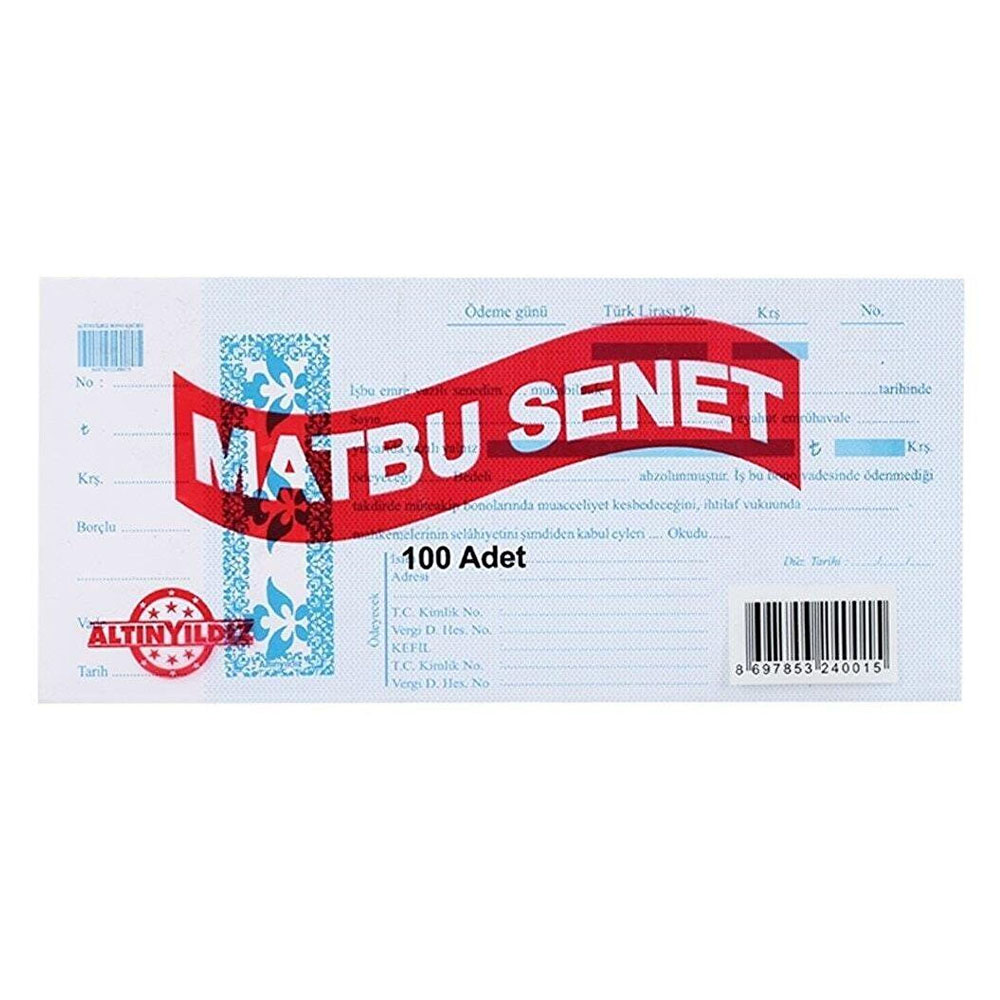 ALTINYILDIZ BONO KAĞIDI 100 LÜ BLOK