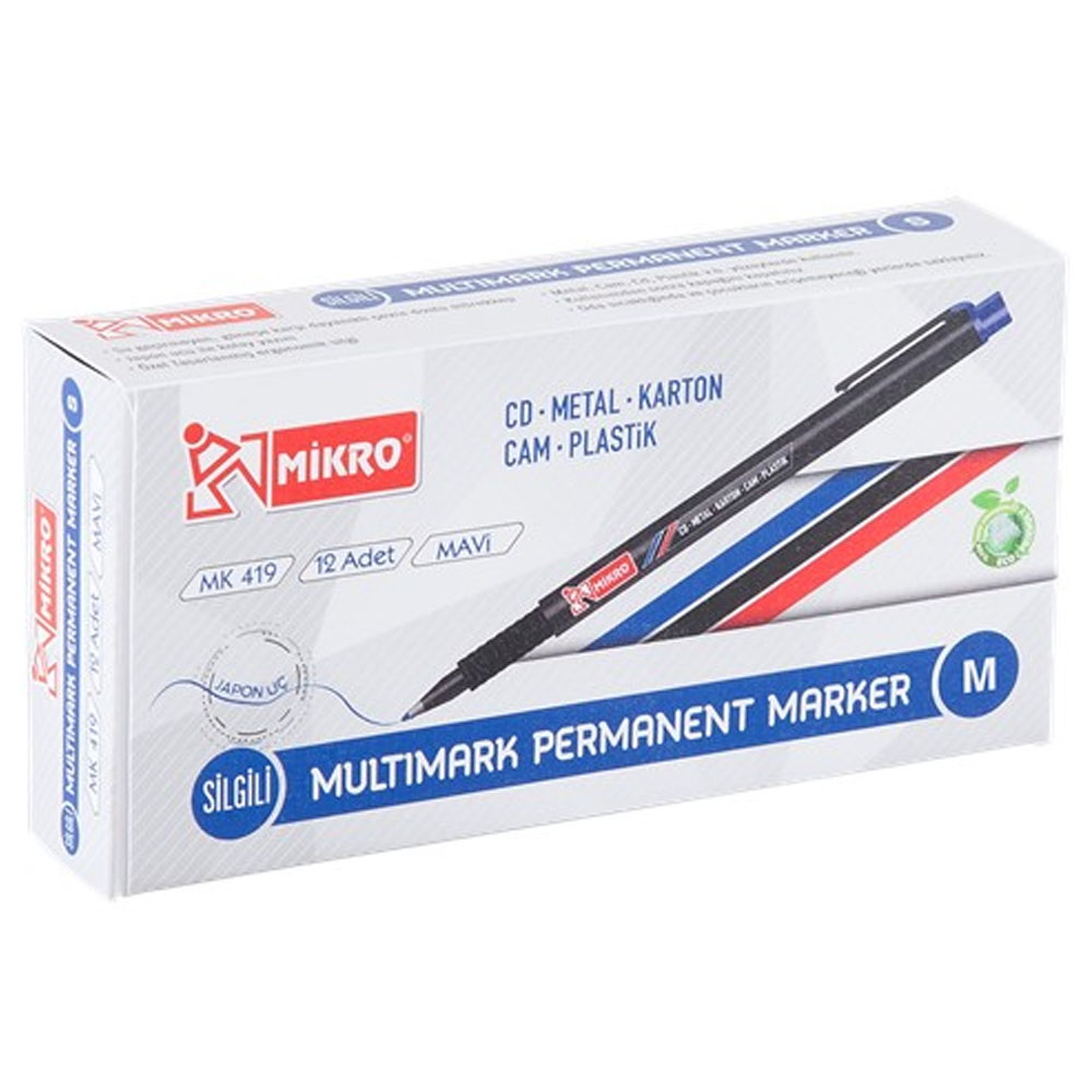 Mikro Asetat Kalemi Permanent M Seri Mavi Mk 419 - 12'li Paket