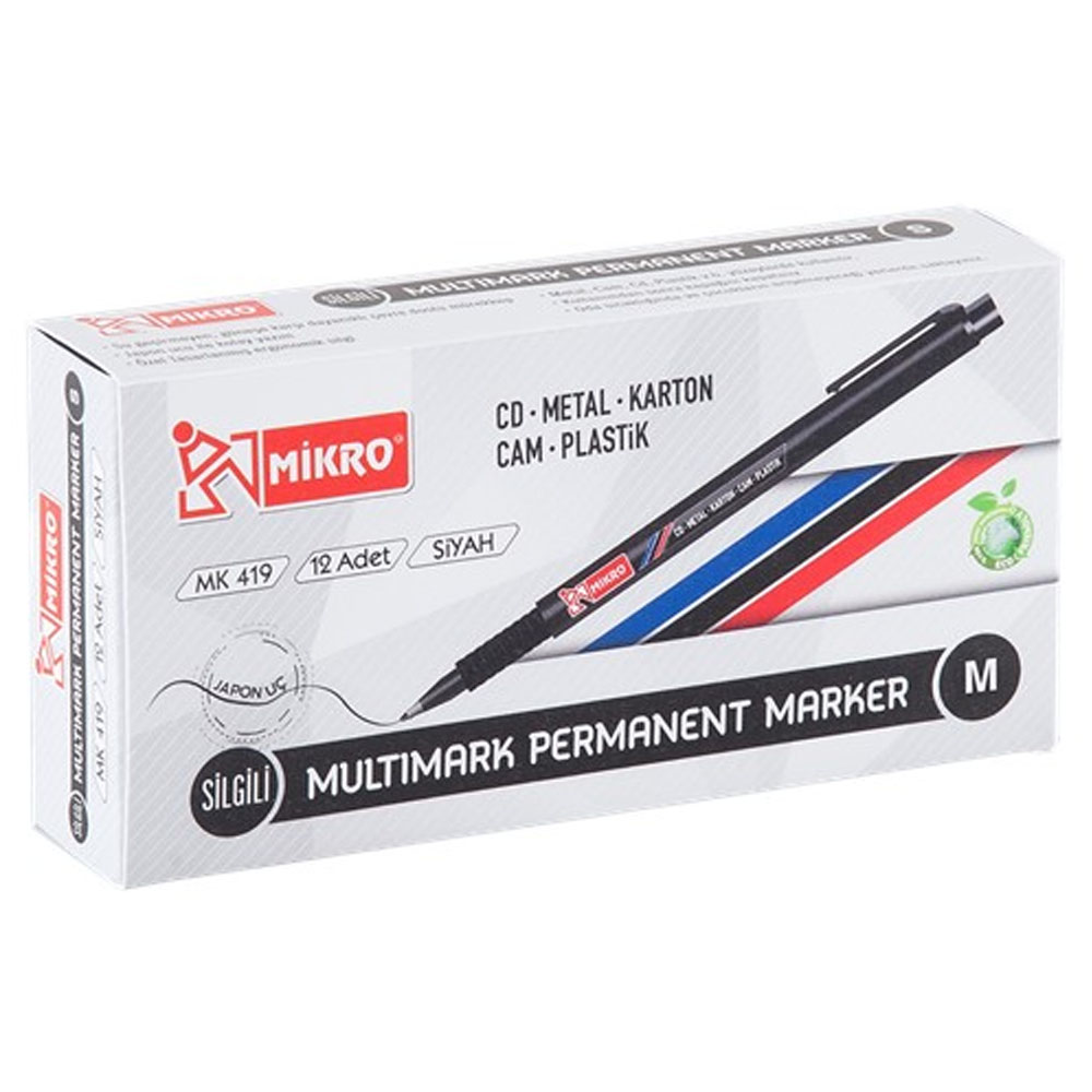 Mikro Asetat Kalemi Permanent M Seri Siyah Mk 419 - 12'li Paket
