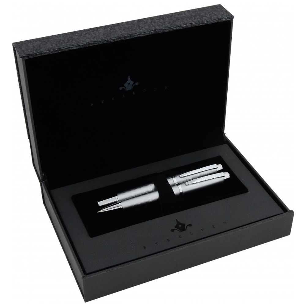 Steel Pen Takım Kalem Dolma+Tükenmez World Serisi M.krom 2711