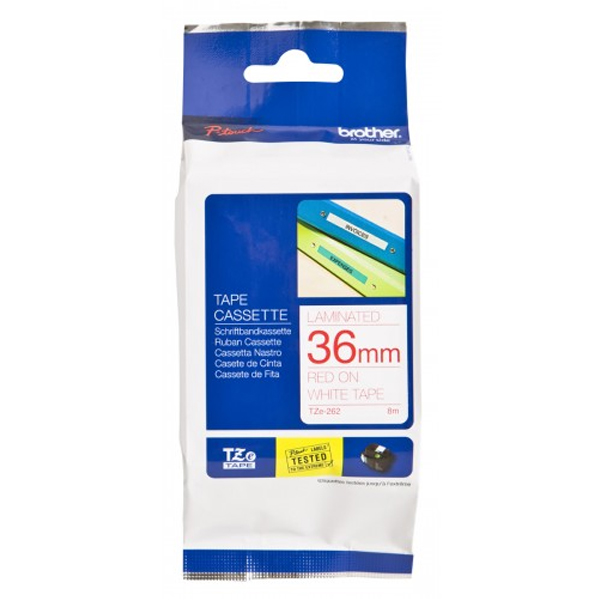 BROTHER YAZI MAKİNESİ ŞERİDİ 36 MM BEYAZ KIRMIZI TZE-262
