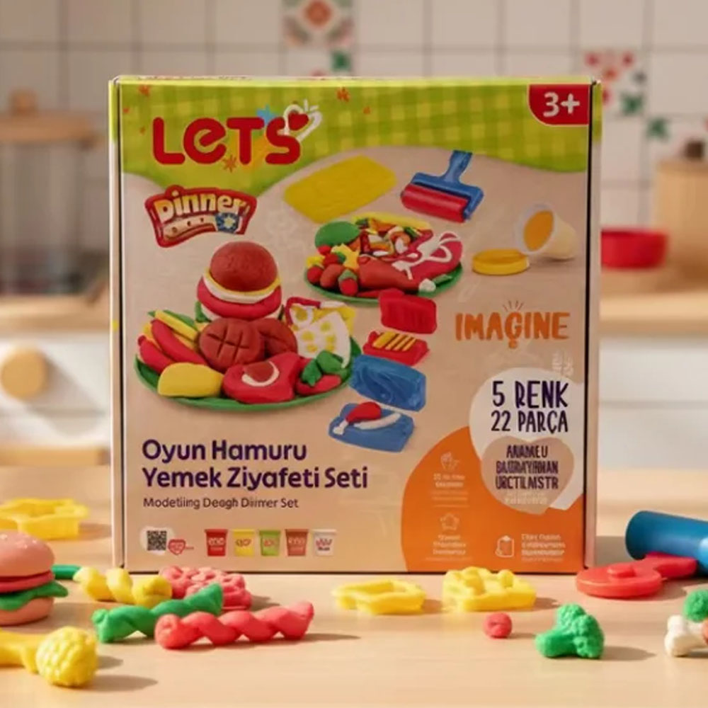 LETS OYUN HAMURU YEMEK ZİYAFETİ SETİ 5 75 GR 22 PARÇA L-8495
