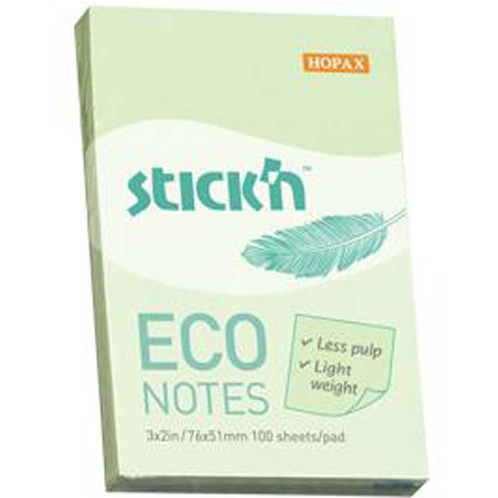 HOPAX STİCKN YAPIŞKANLI NOT KAĞIDI 100 YP 76X51 ECO PATEL YEŞİL HE21744