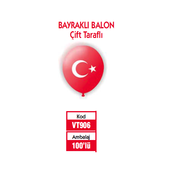 Vatan Balon Ayyıldız Baskılı 100 Lü Vt906