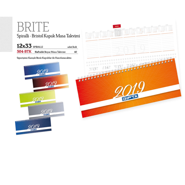 Gıpta Masa Takvimi Spiralli 12X33 504-Btk - 10'lu Paket