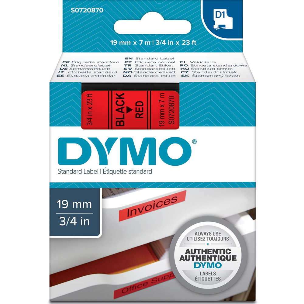 DYMO D1 ŞERİT 19 MMX7MT KIRMIZI/ SİYAH 45807