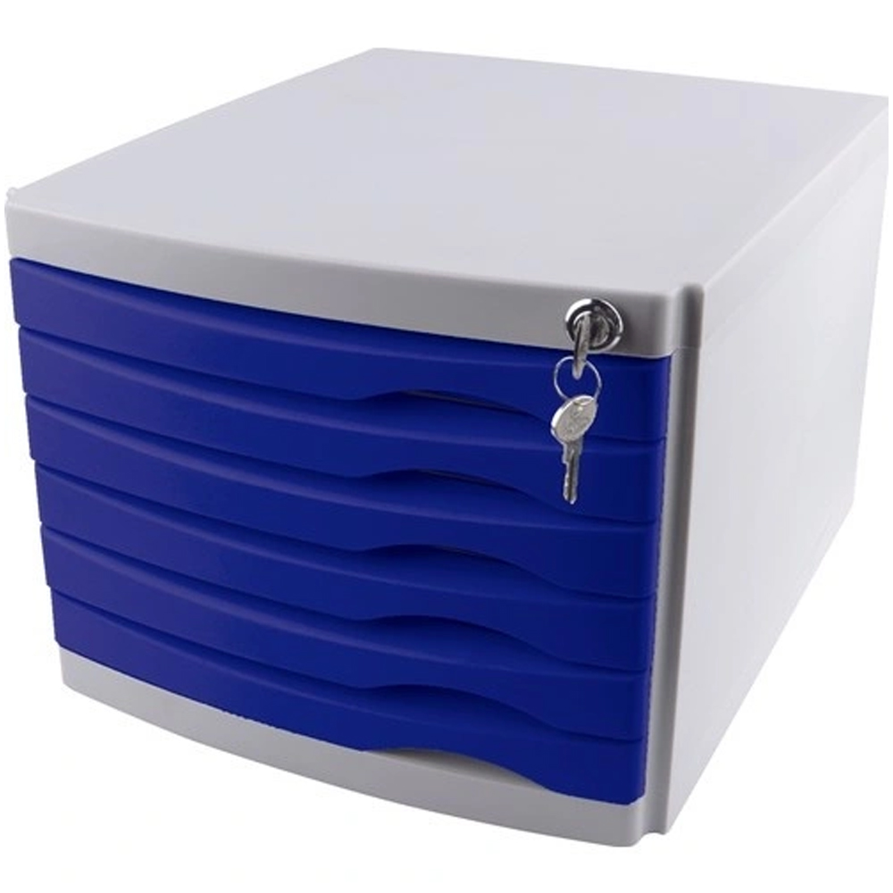 Ops Evrak Rafı Çekmeceli Plastik Kilitli 6 Lı Mavi Cmc 206
