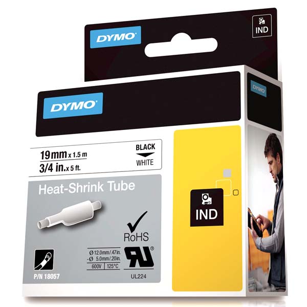 DYMO RHİNOPRO ISIYLA KÜÇÜLEN ŞERİT 19 MMX1,5 M BEYAZ/SİYAH 18057