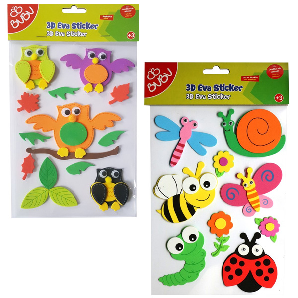 BU-BU 3D EVA STİCKER BÜYÜK HAYVANLAR 24 LÜ BUBU-STS044