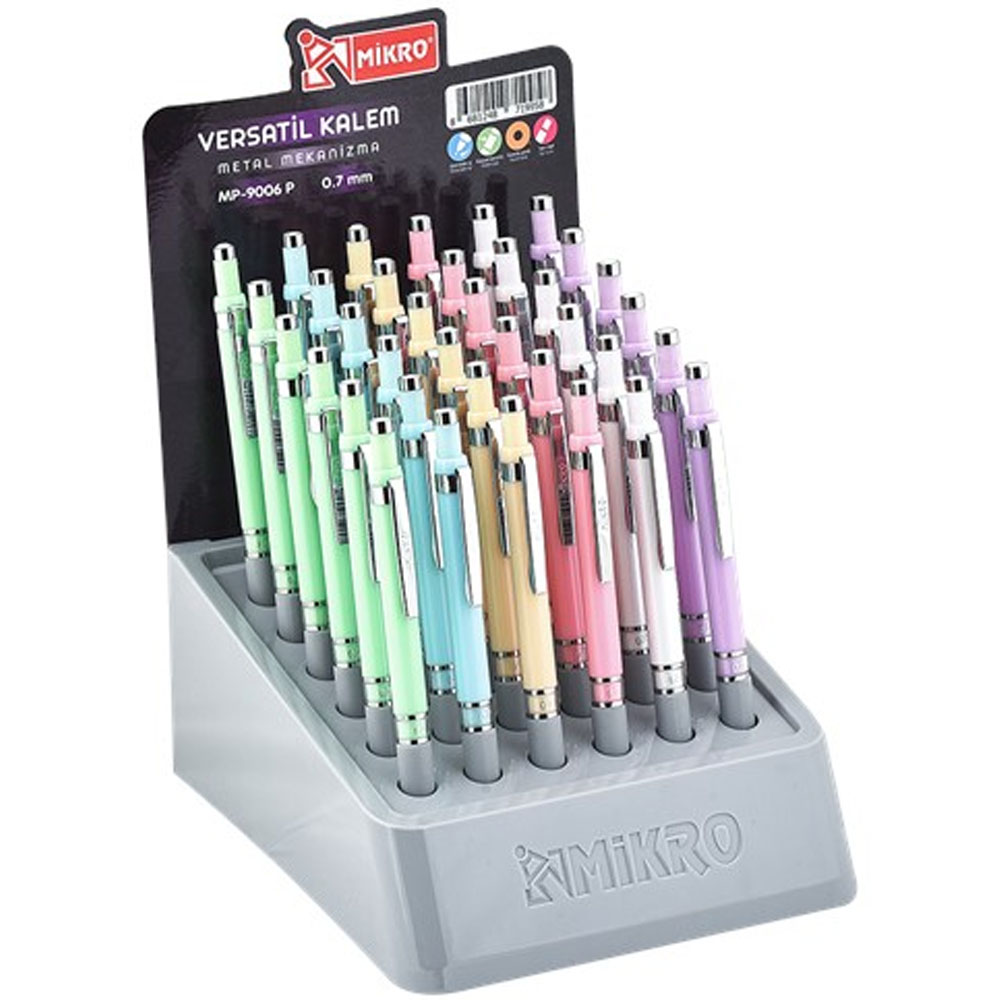 Mikro Versatil Kalem 0.5/0.7 MM ( 50 Li Stand ) Pastel Renkler MP-9006 P - 50'li Standart