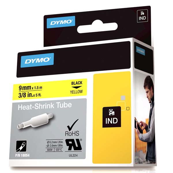 DYMO RHİNOPRO ISIYLA KÜÇÜLEN ŞERİT 9 MMX1,5 M SARI/SİYAH