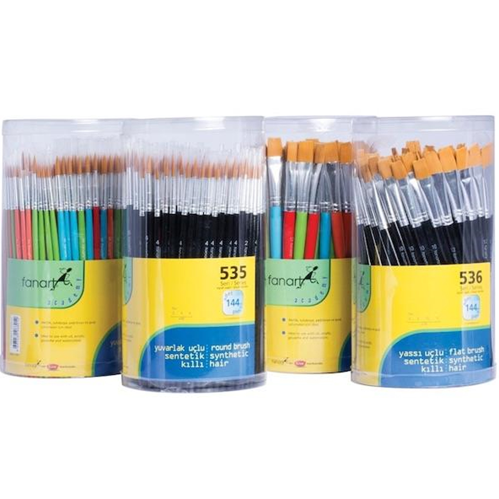Fanart Yuvarlak Fırça Sentetik Kıllı Akrilik-Yağlı Boya 144 Lü Renkli 535 - 144'lü Standart