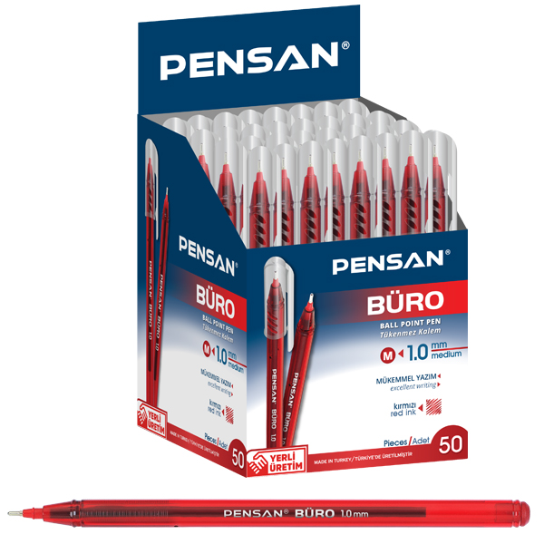 PENSAN TÜKENMEZ KALEM BÜRO 1.0 MM KIRMIZI 50 Lİ 2270