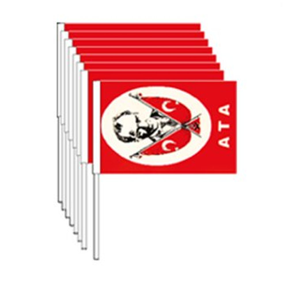 VATAN KAĞIT BAYRAK SOPALI ATALI BÜYÜK 40 Lİ VT804