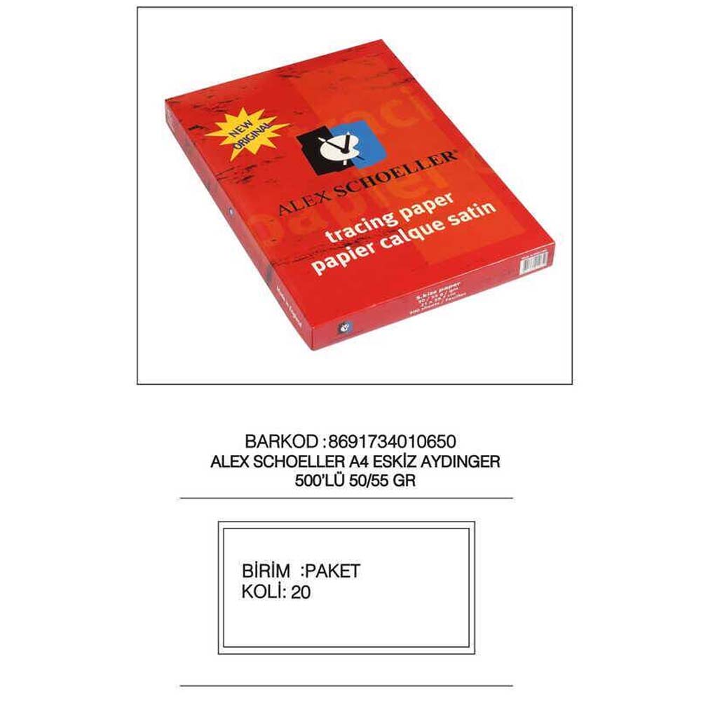 Alex Schoeller Eskiz Kağıt 50/55 Gr A4 - 500'lü Paket