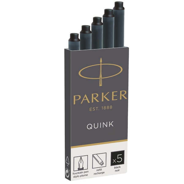 Parker Dolma Kalem Kartuşu Quink Siyah 5 Li 1950382 - 20'li Paket