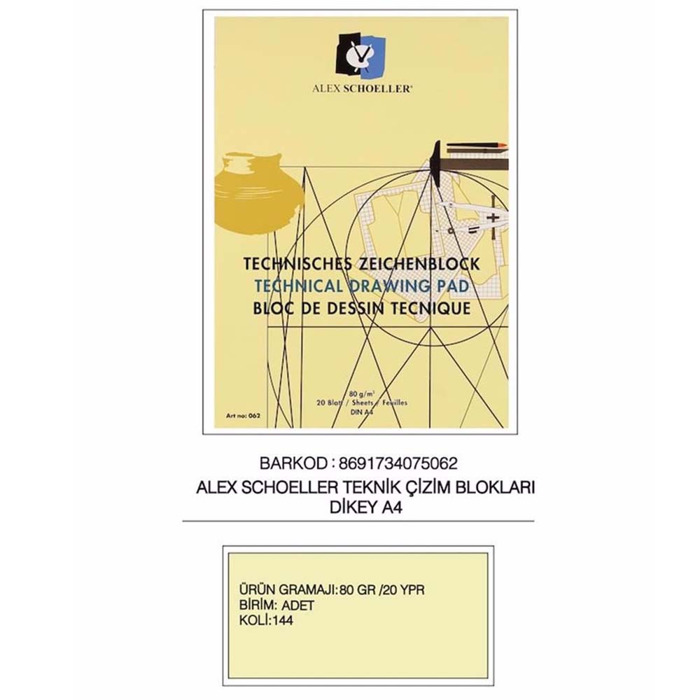 Alex Schoeller Resim Blok Spiralli 80 Gr A4 20 Yp Dikey