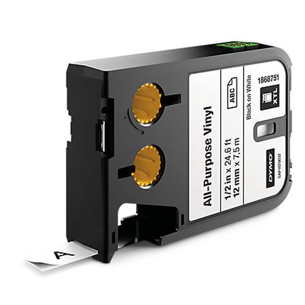 DYMO XTL ÇOK AMAÇLI VİNİL 12 MM X 7 M BEYAZ/SİYAH 1868751