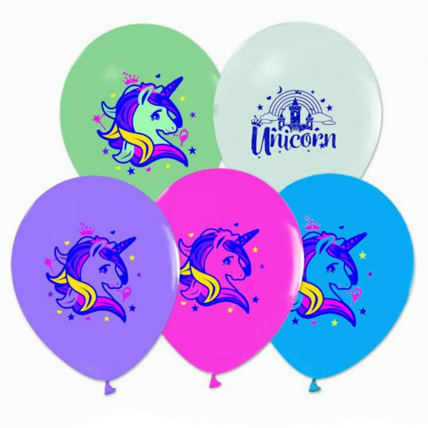 BALONEVİ BALON UNİCORNİ BASKILI PASTELİ 4+1 100 LÜ