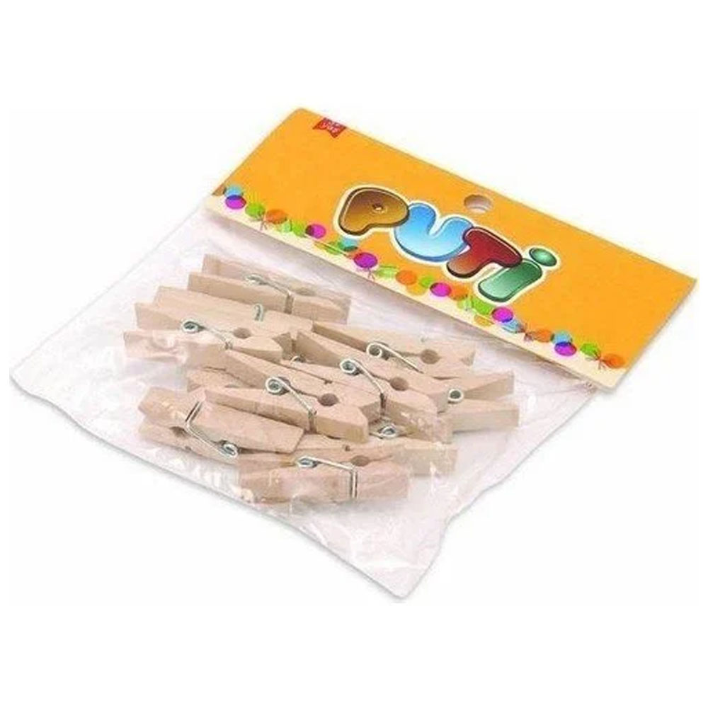 Puti Ahşap Büyük Mandal Natural 12 Li 8795