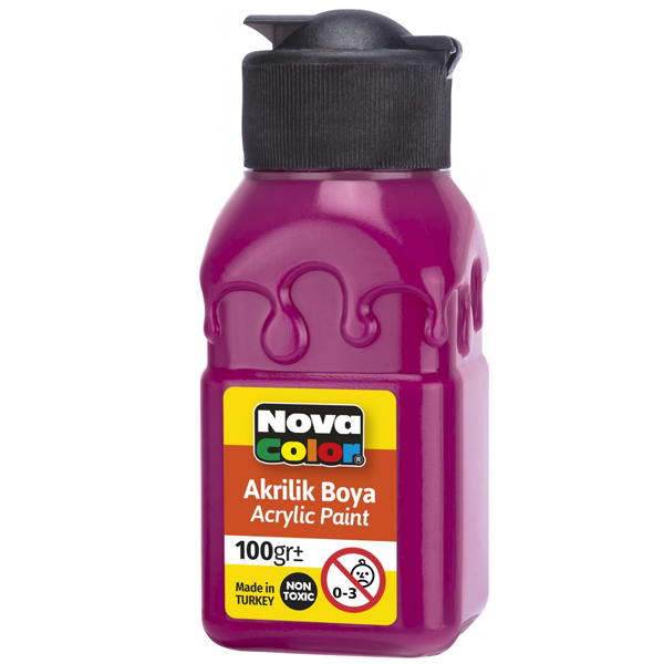 NOVA COLOR AKRİLİK BOYA ŞİŞE 100 CC MAGENTA KIRMIZI NC-2024