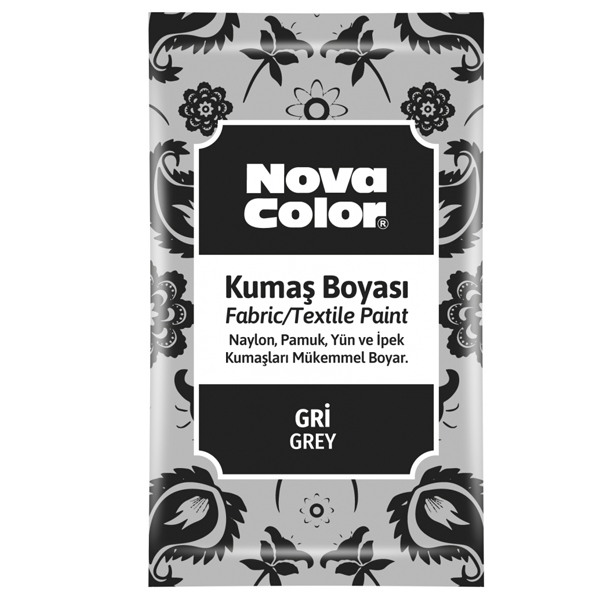 Nova Color Kumaş Boyası Toz 12 Gr Gri Nc-908 - 12'li Paket