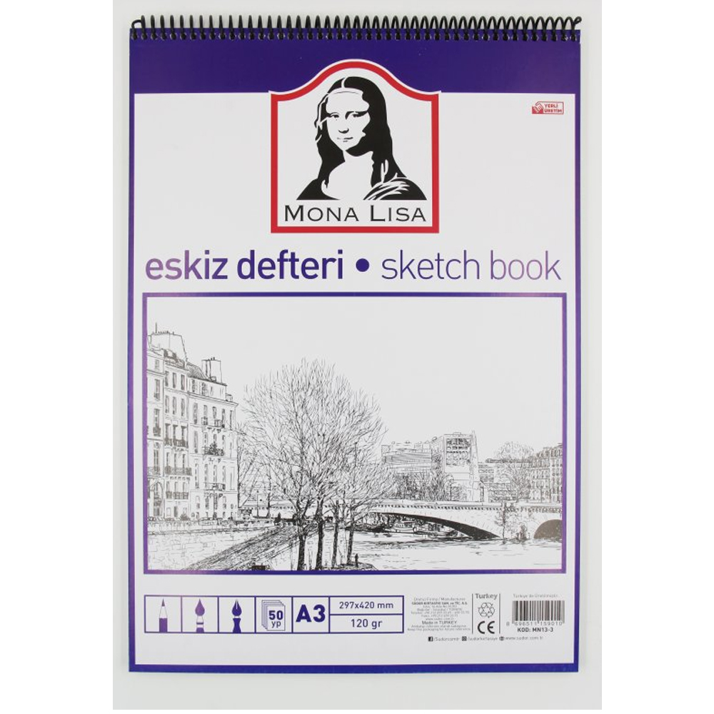 Monalisa Eskiz Defteri Telli A3 120 Gr 50 Yp Mn13-3