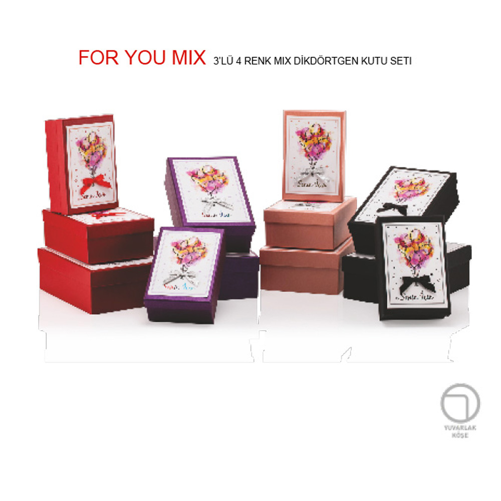 Gıpta Hediye Kutusu Foryou Dikdörtgen 3 Lü Mıx Bx92990