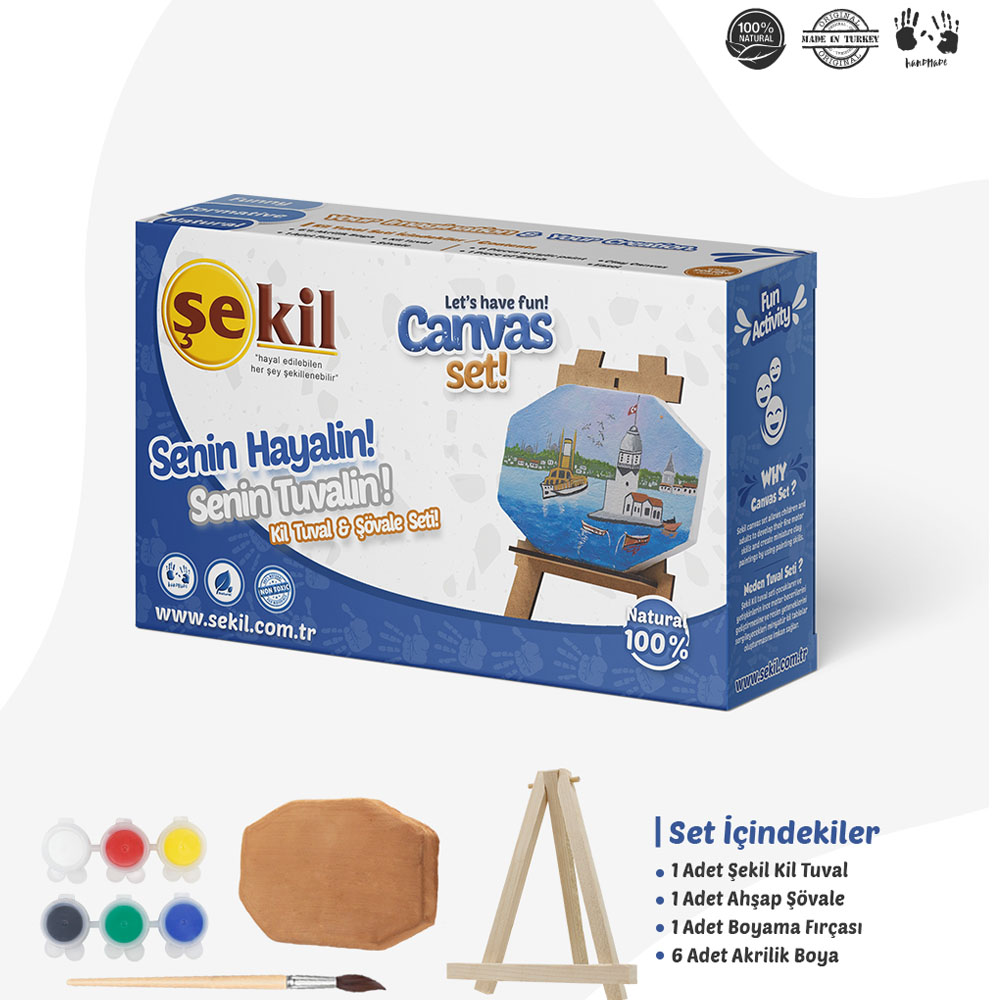 Şekil Kil Tuval Ve Şövale Seti Kltvl