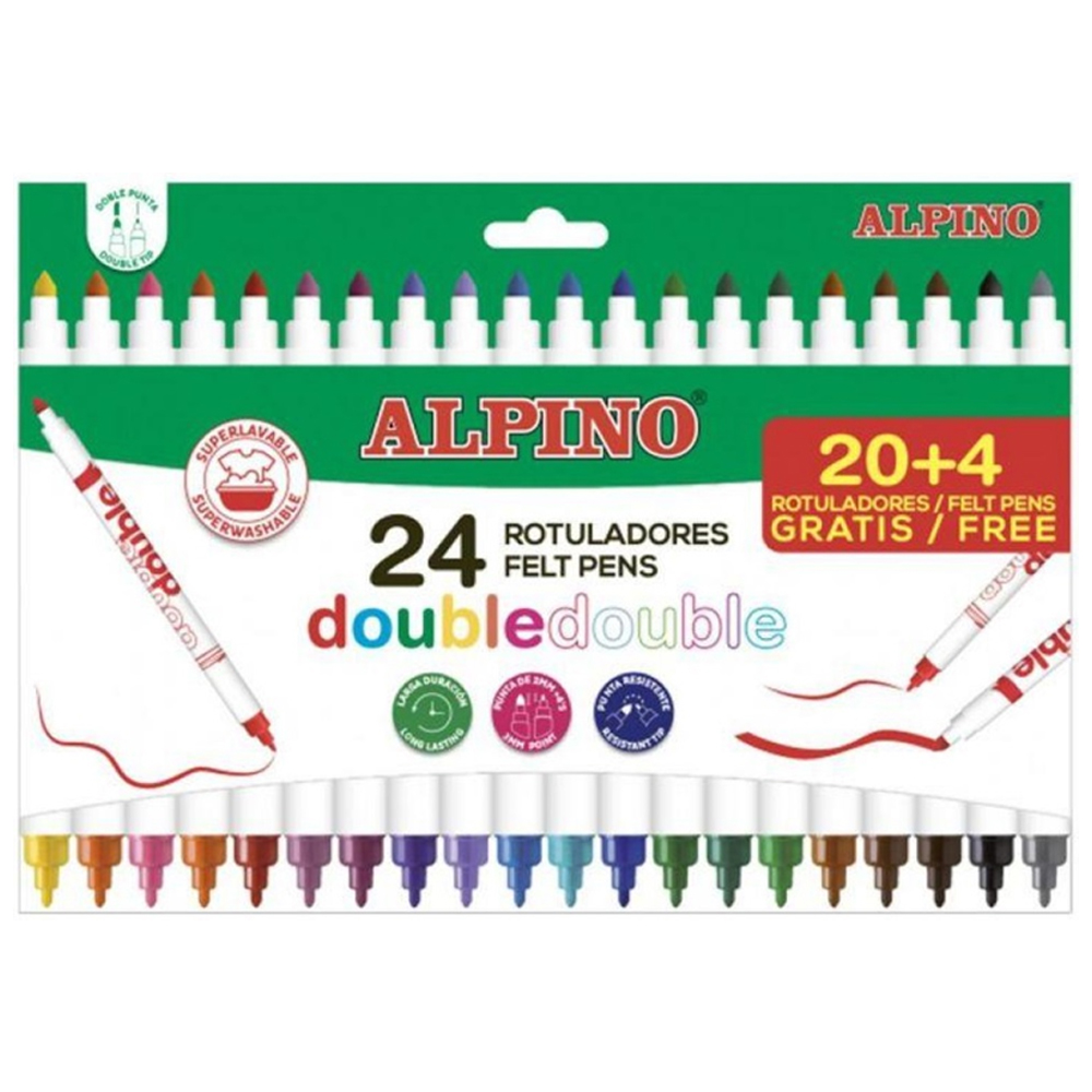 ALPİNO KEÇELİ KALEM ÇİFT YÖNLÜ 24 LÜ AR-002058