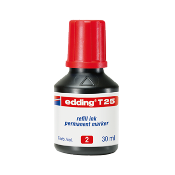 Edding Markör Mürekkebi Permanent Damlalıklı 30 Ml Kırmızı T25 - 10'lu Paket