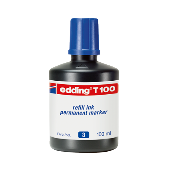 Edding Markör Mürekkebi Permanent Damlalıklı 100 Ml Mavi T100 - 10'lu Paket