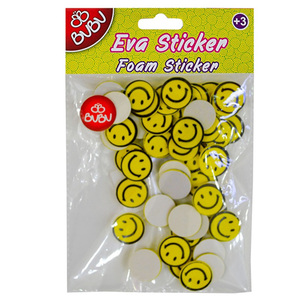 BU-BU EVA STİCKER GÜLEN YÜZ KÜÇÜK 12 Lİ PVC BUBU-STS029