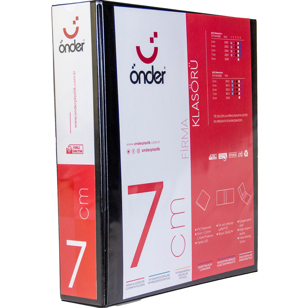 ÖNDER SUNUM KLASÖRÜ 2 HALKALI 70 MM A4 SİYAH 2007-3