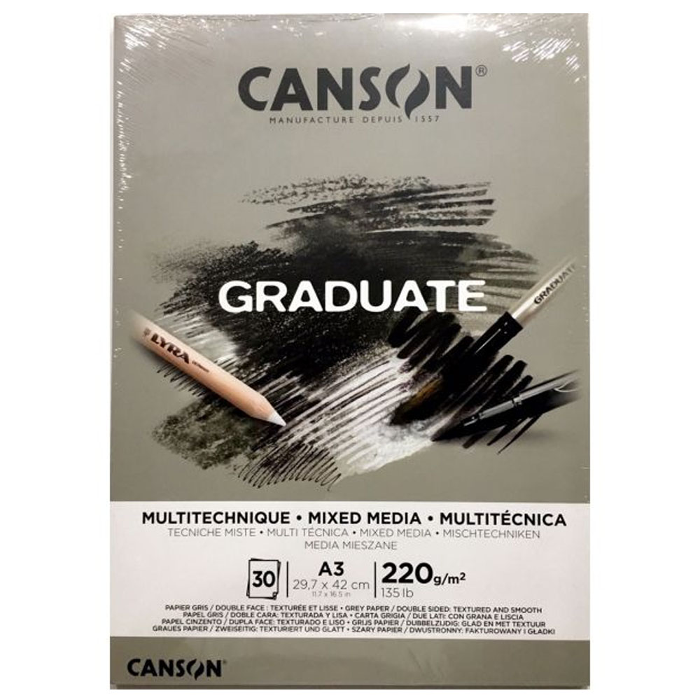 CANSON ÇİZİM BLOĞU GRADUATE MİX MEDİA GRİ 30 SYF A3 220 GR