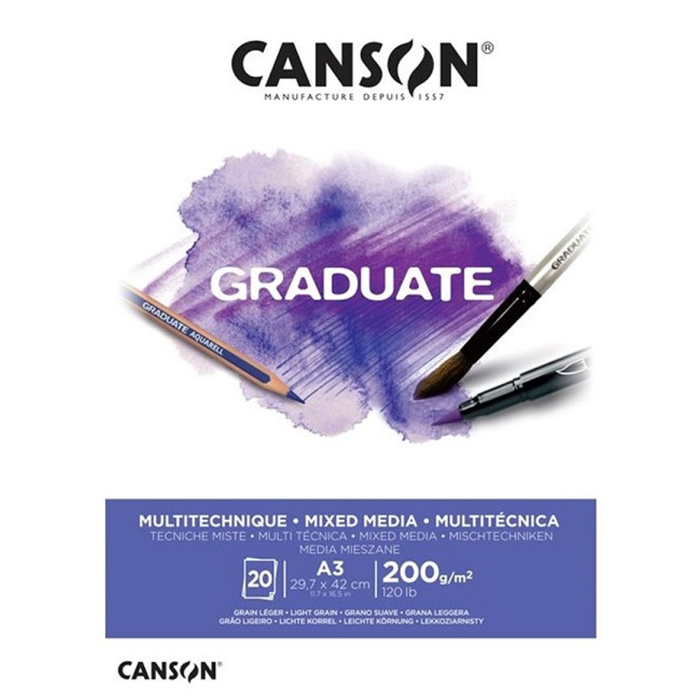 CANSON ÇİZİM BLOĞU GRADUATE MİX MEDİA BEYAZ 20 SYF A3 200 GR